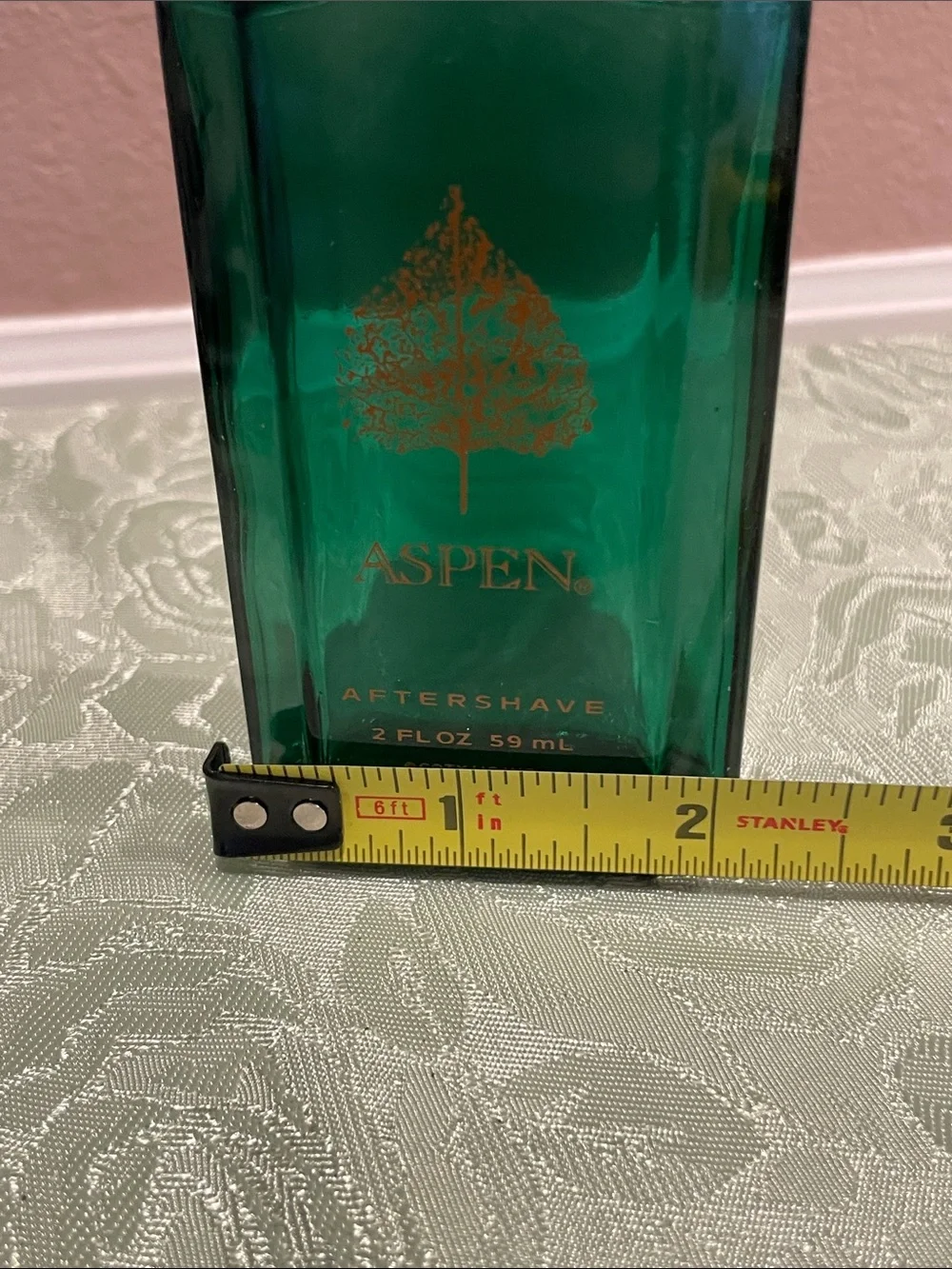 Aspen Aftershave Bottle - Green Bottle with Gold Cap